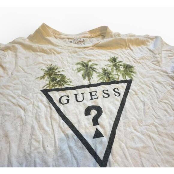 Guess Palm Tree Triangle Logo Graphic T-Shirt Size M - Picture 2 of 4